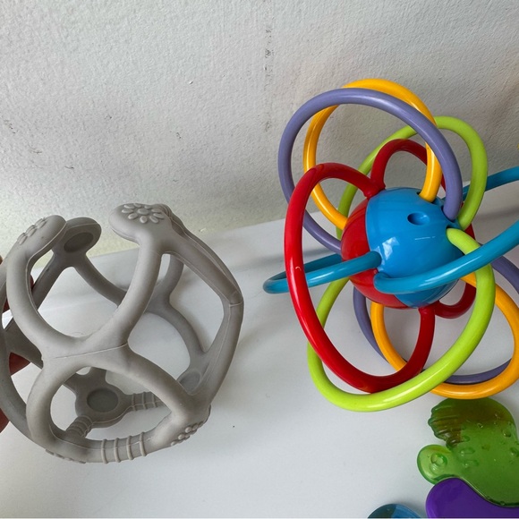 baby infant teether lot silicone wood hand raspberry pineapple sensory toys - Picture 9 of 12